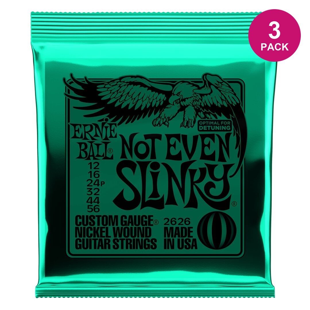 Ernie Ball Not Even Slinky Nickel Wound Electric Guitar Strings 3 Pack - 12-56 Gauge