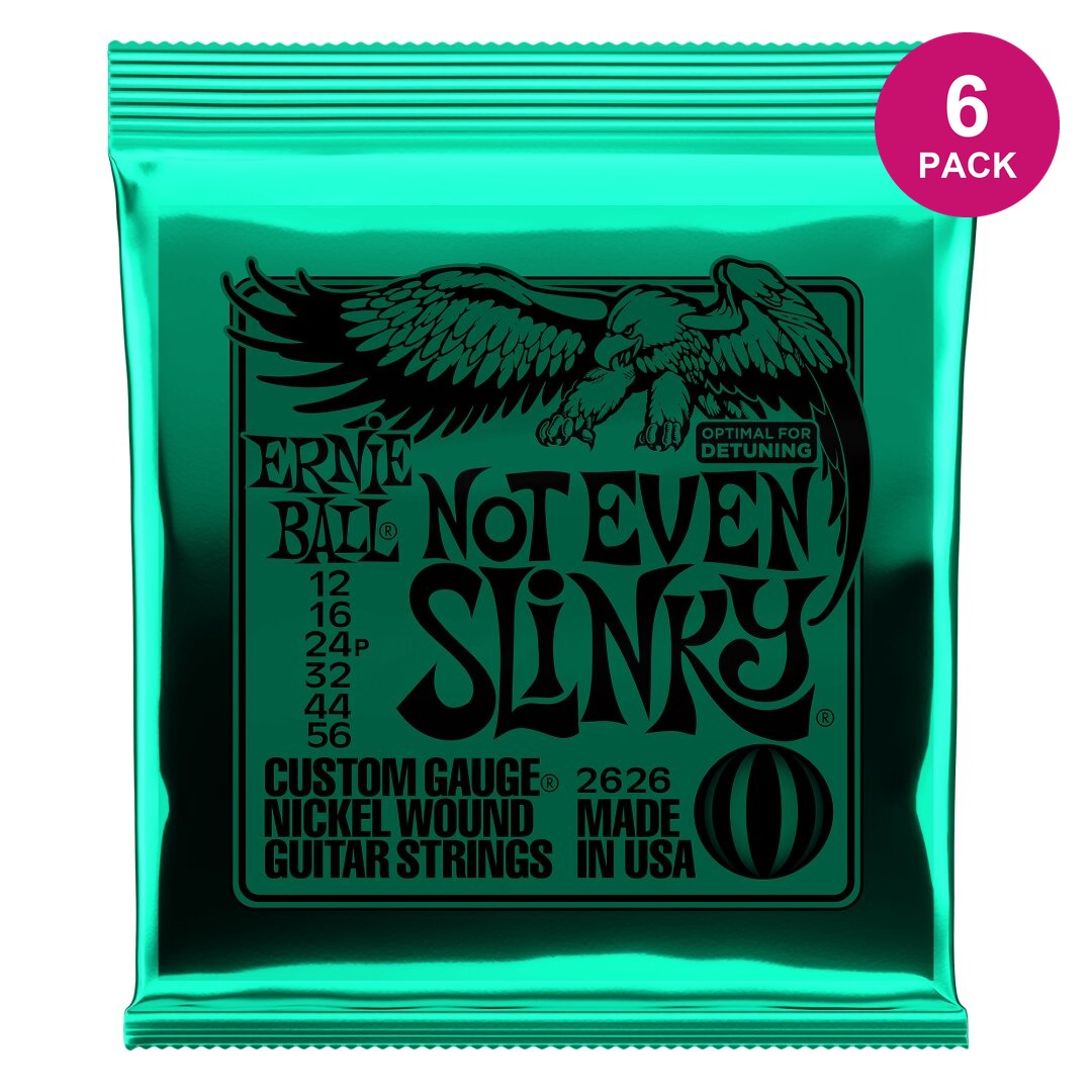 Ernie Ball Not Even Slinky Nickel Wound Electric Guitar Strings 6 Pack - 12-56 Gauge
