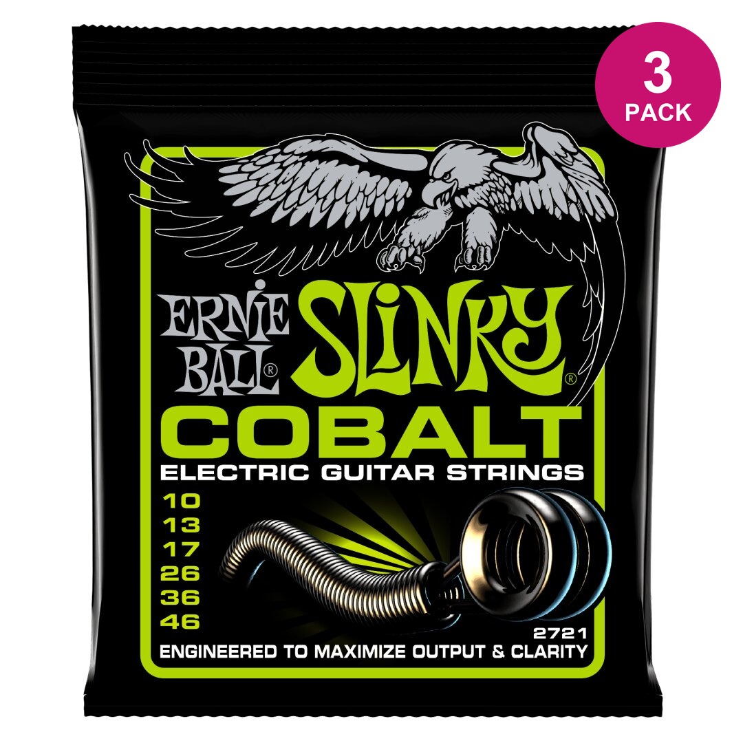 Ernie Ball Regular Slinky Cobalt Electric Guitar Strings 3 Pack - 10-46 Gauge