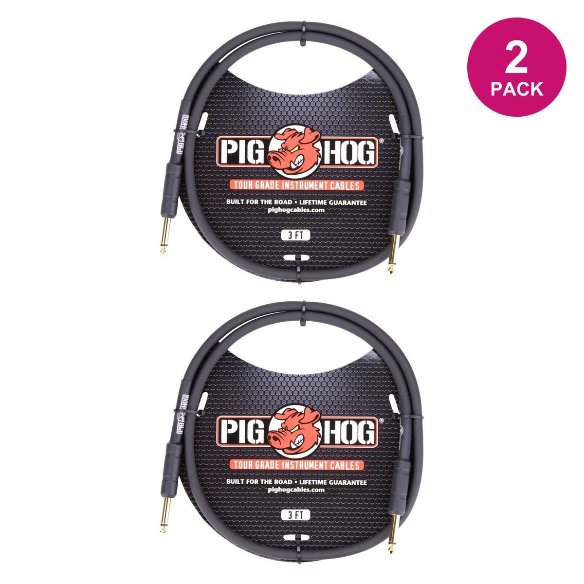 PIG HOG 3FT 1/4" - 1/4" 8MM INST. CABLE 2 PACK
