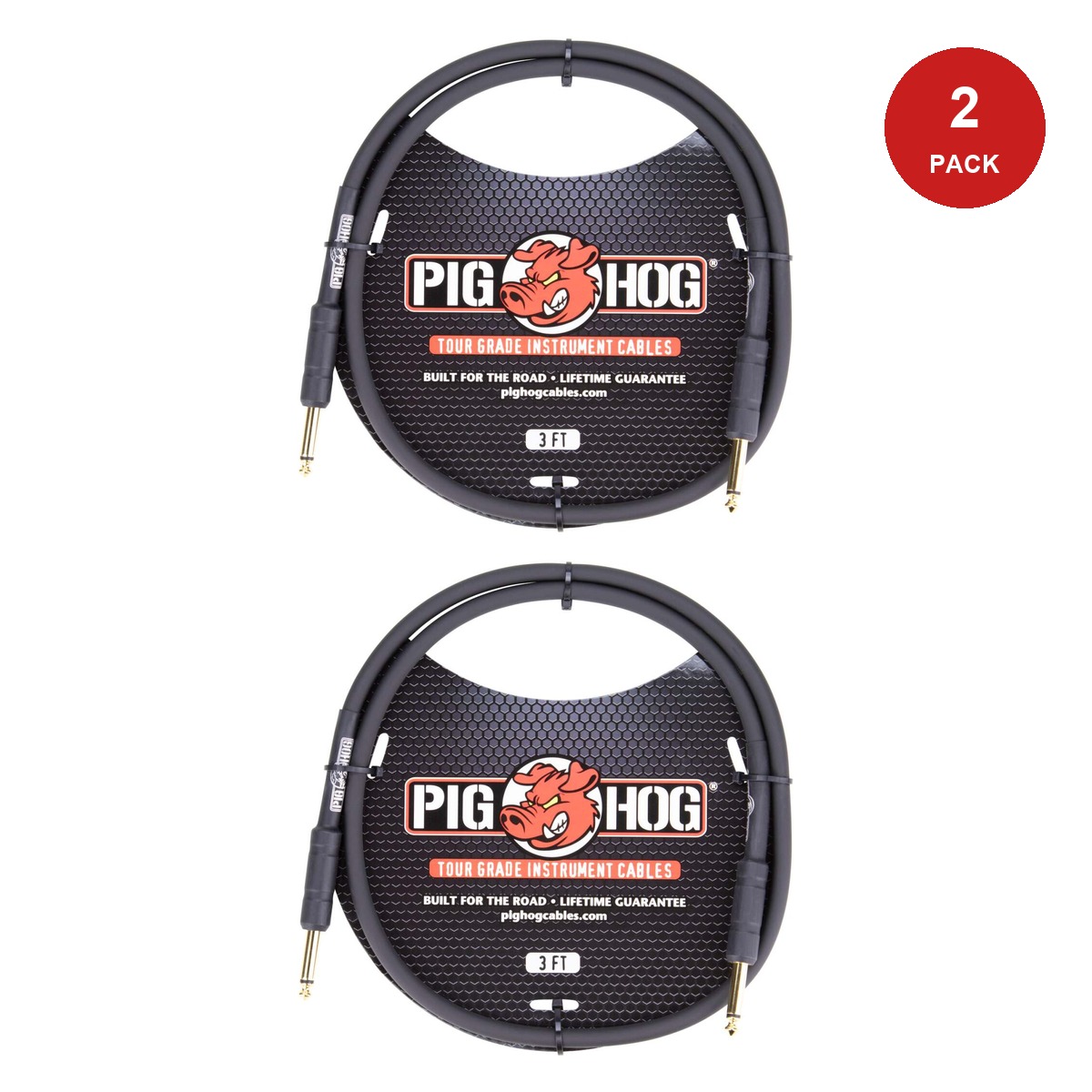 PIG HOG 3FT 1/4" - 1/4" 8MM INST. CABLE 2 PACK