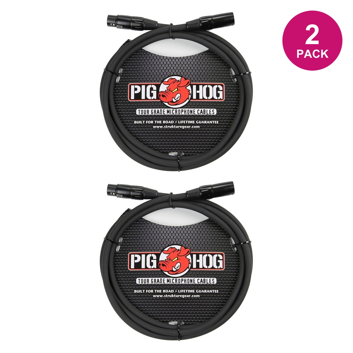 Pig Hog PHM High Performance 8mm XLR Microphone Cable 2 Pack - 6'