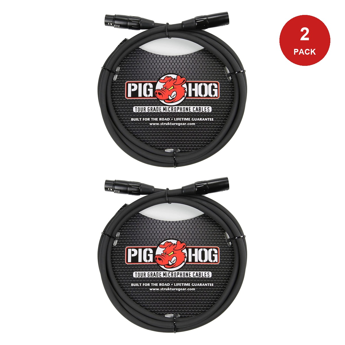 Pig Hog PHM High Performance 8mm XLR Microphone Cable 2 Pack - 6'