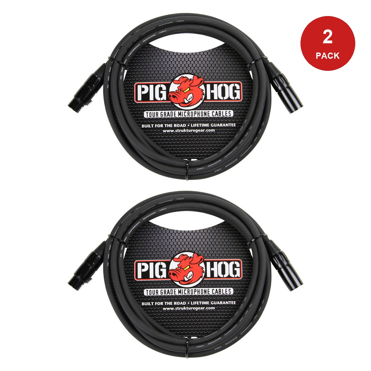 Pig Hog PHM High Performance 8mm XLR Microphone Cable 2 Pack - 10'