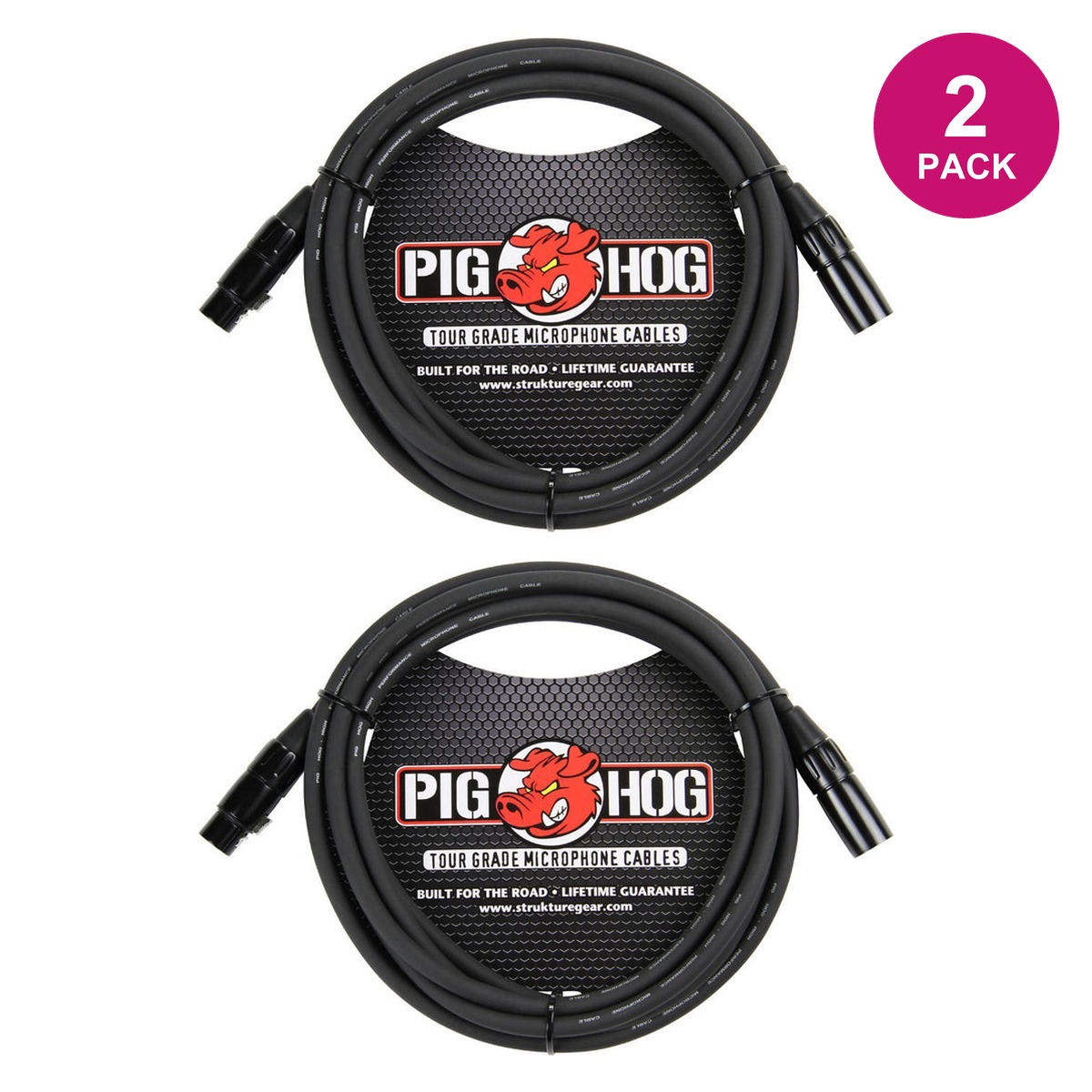Pig Hog PHM High Performance 8mm XLR Microphone Cable 2 Pack - 10'