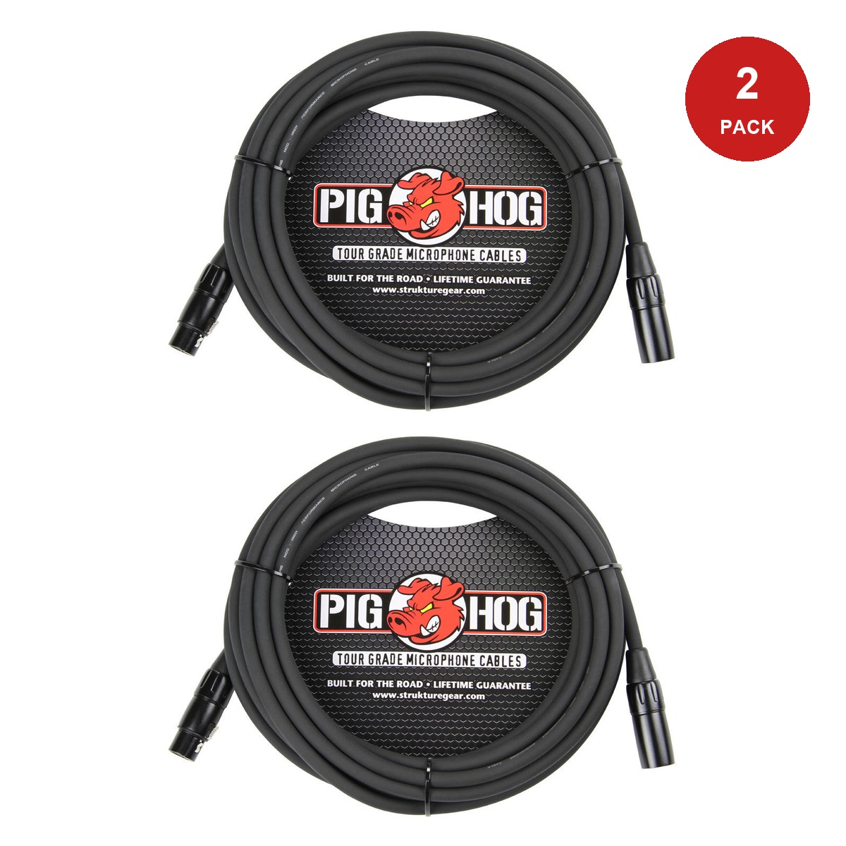 Pig Hog PHM High Performance 8mm XLR Microphone Cable 2 Pack - 20'