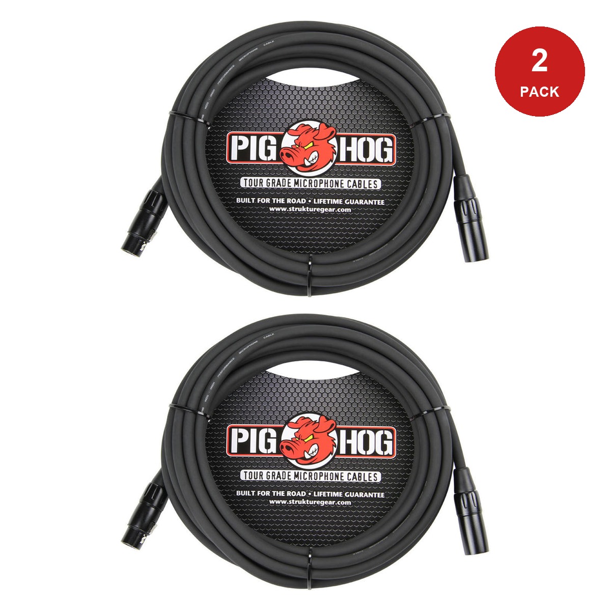 Pig Hog PHM High Performance 8mm XLR Microphone Cable 2 Pack - 25'