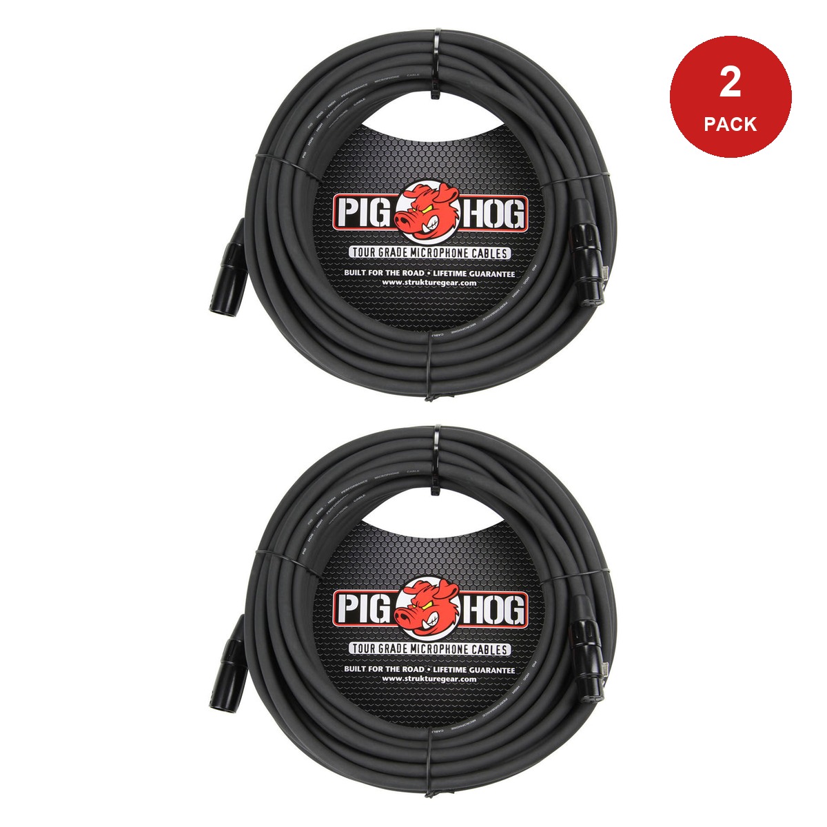 Pig Hog PHM High Performance 8mm XLR Microphone Cable 2 Pack - 50'