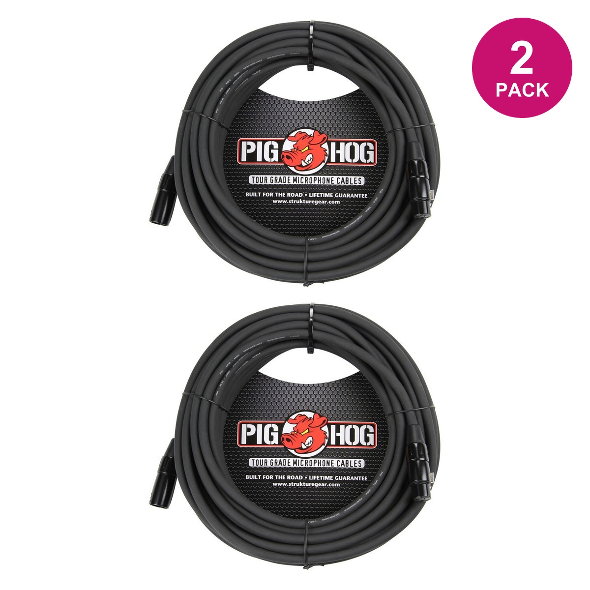 Pig Hog PHM High Performance 8mm XLR Microphone Cable 2 Pack - 50'