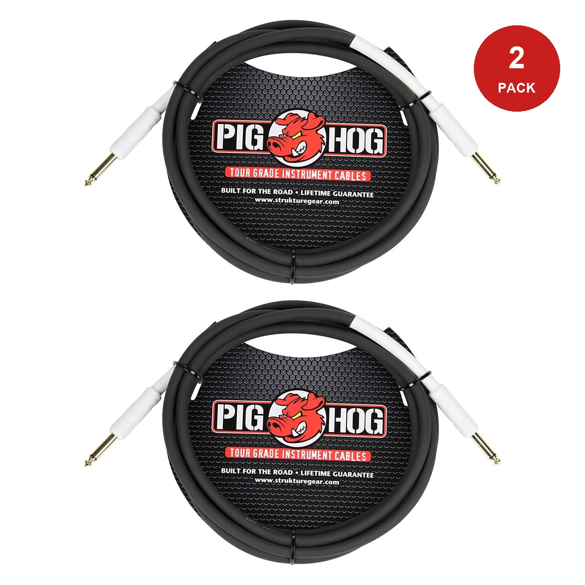 Pig Hog Instrument Cable 8mm. 2 Pack - 10'