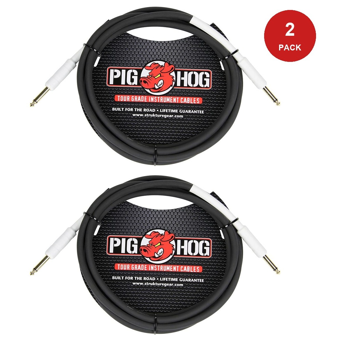 Pig Hog Instrument Cable 8mm. 2 Pack - 10'