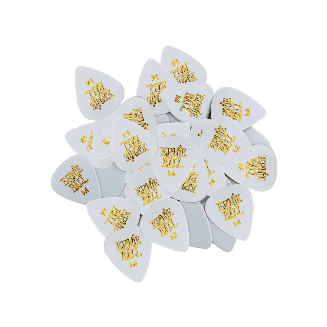 Ernie Ball Medium White Cellulose Picks, bag of 144