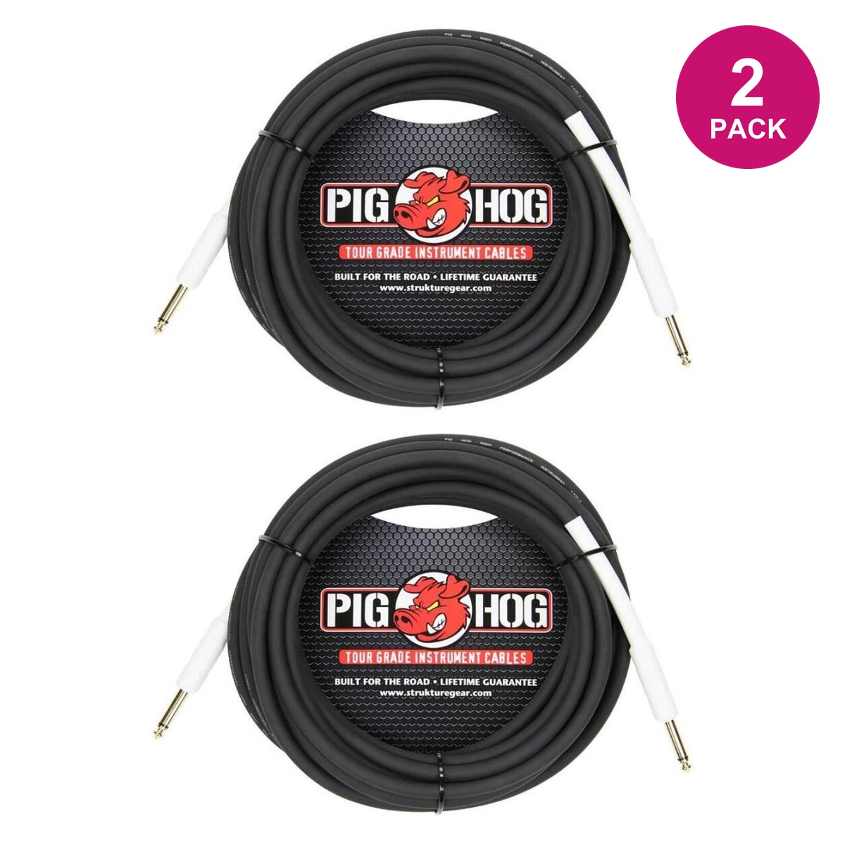 Pig Hog Instrument Cable 8mm. 2 Pack - 18.5'