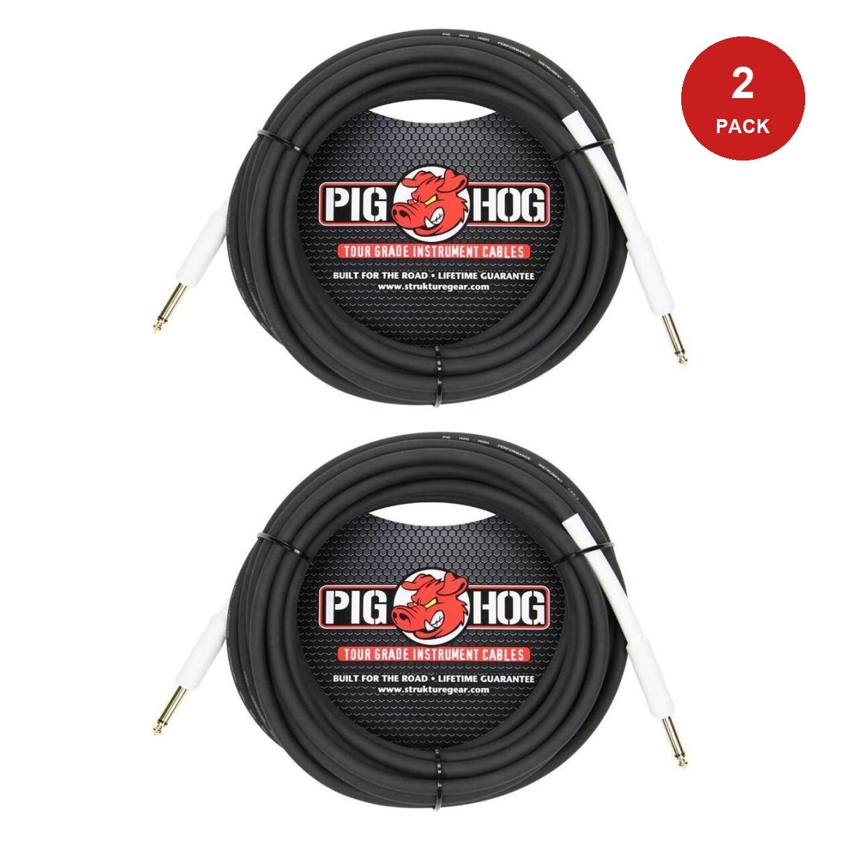 Pig Hog Instrument Cable 8mm. 2 Pack - 18.5'