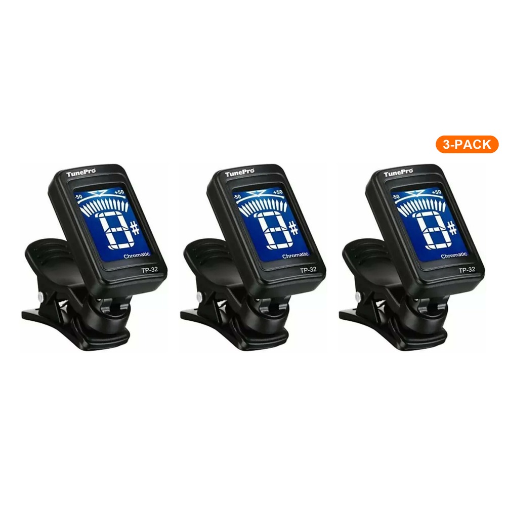 TunePro TP-32 Clip-On Chromatic Tuner - 3 Pack
