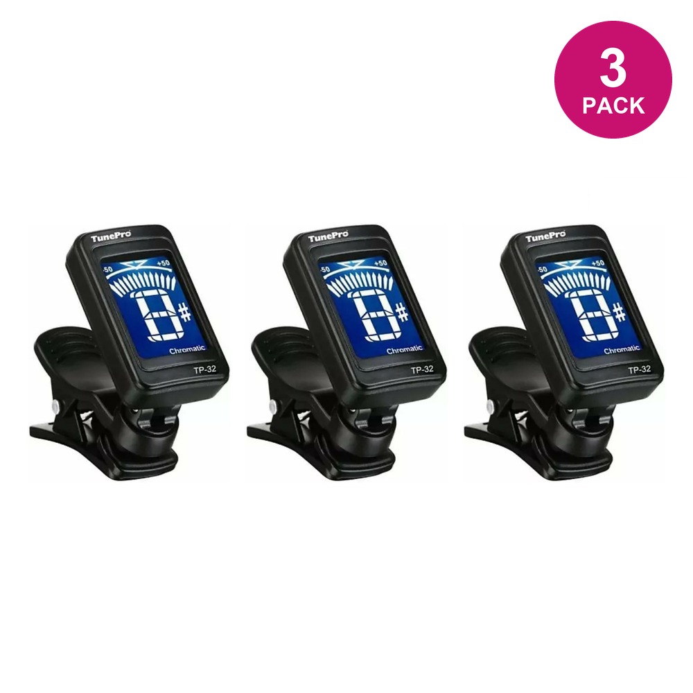 TunePro TP-32 Clip-On Chromatic Tuner - 3 Pack