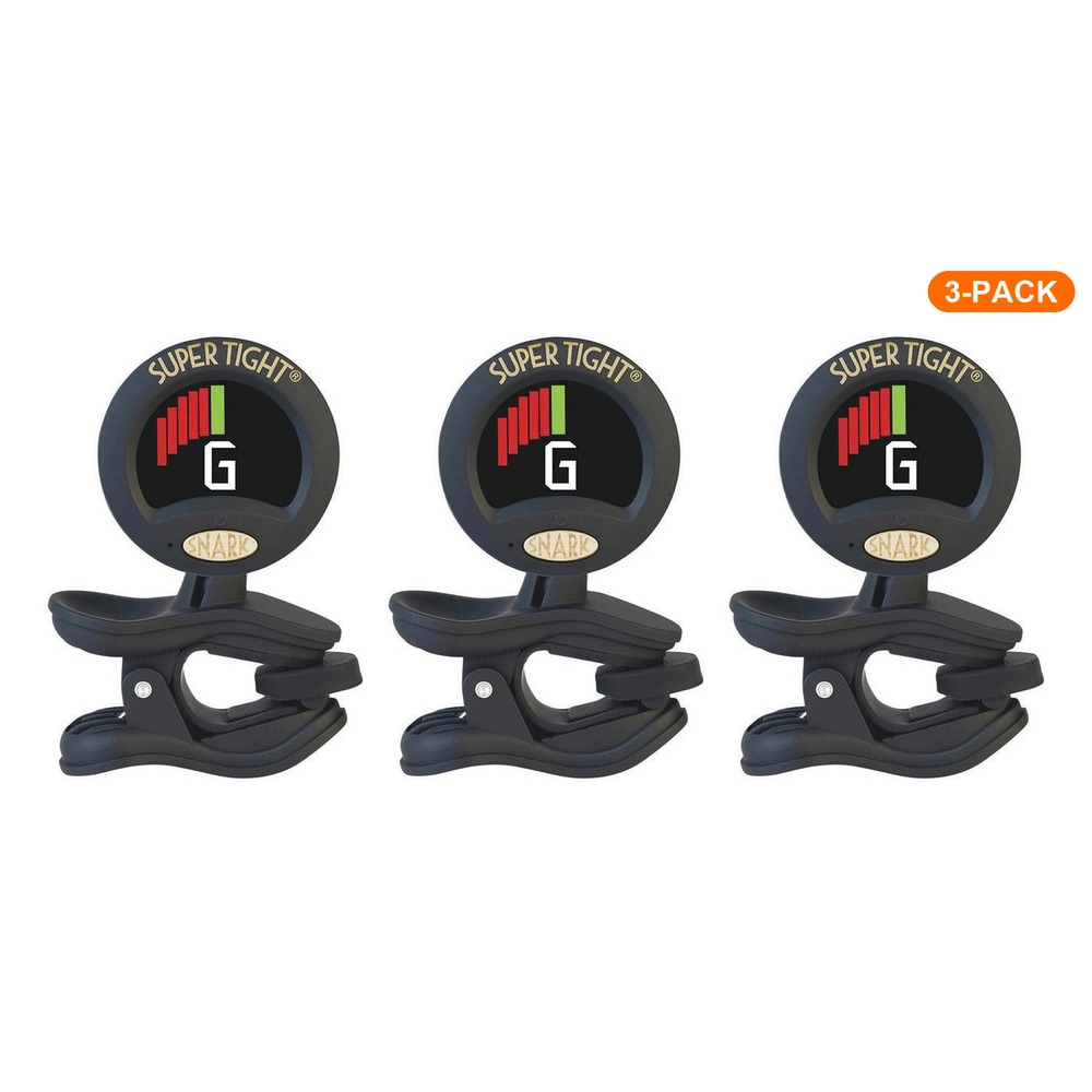 Snark ST-8 Super Tight Tuner - 3 Pack (Black/Gold Rechargeable)