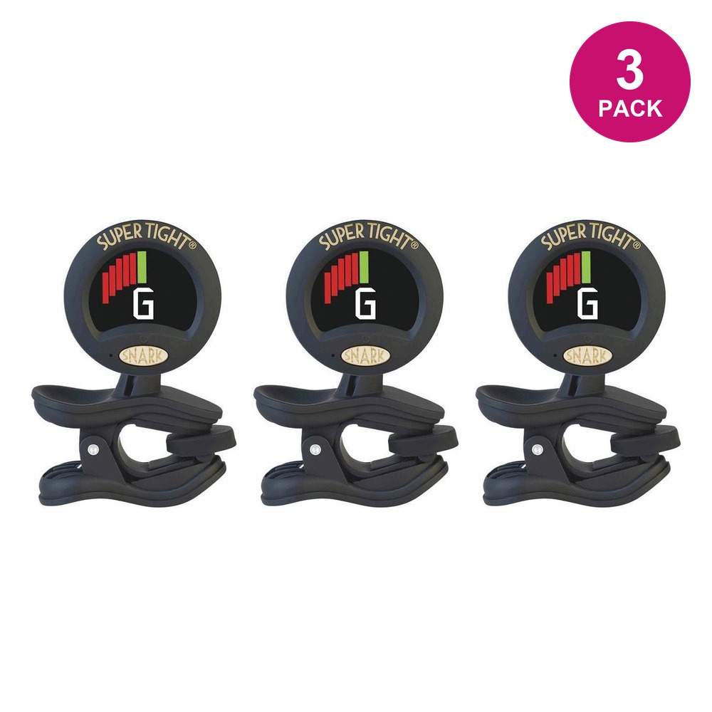 Snark ST-8 Super Tight Tuner - 3 Pack (Black/Gold Rechargeable)