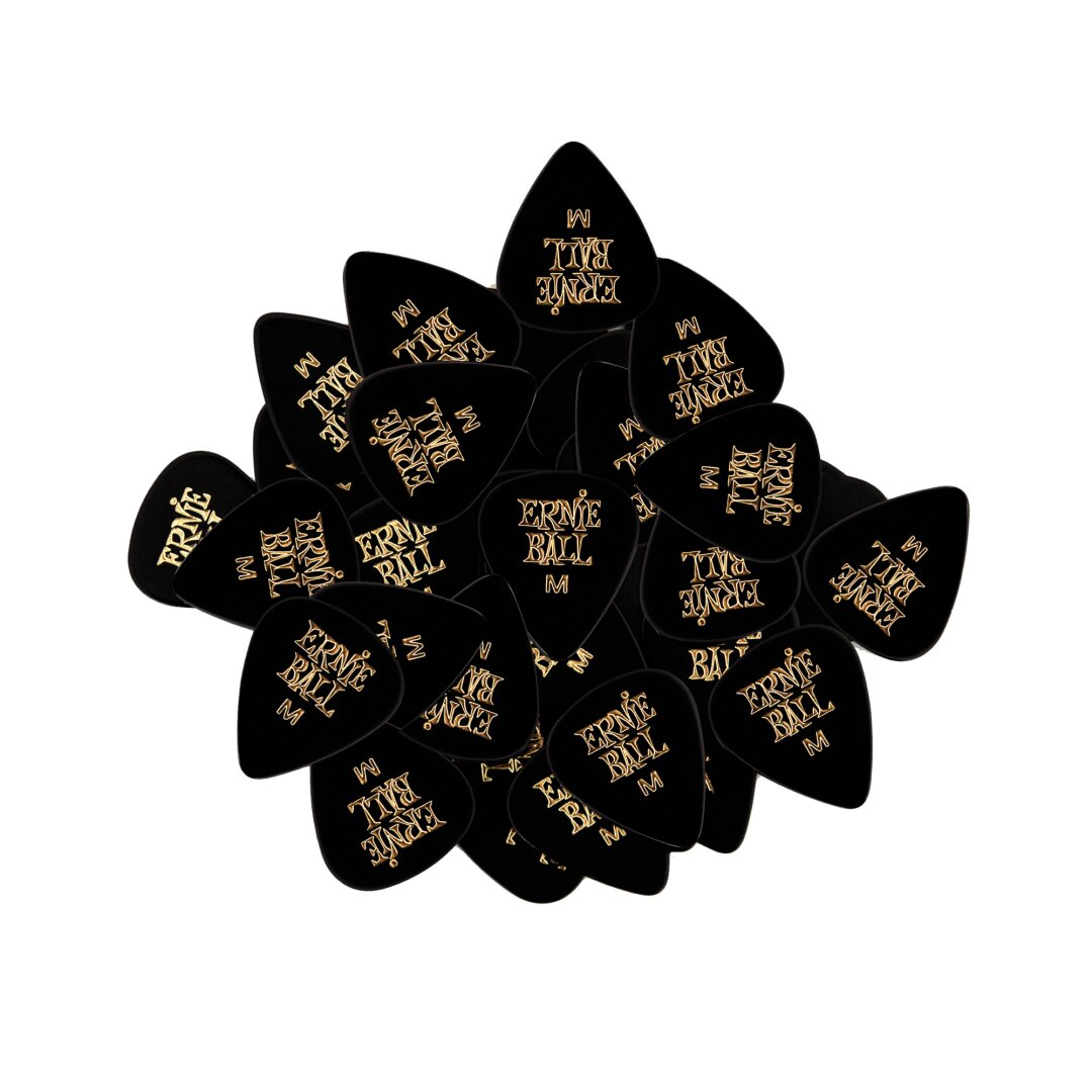 Ernie Ball Medium Black Cellulose Picks, bag of 144