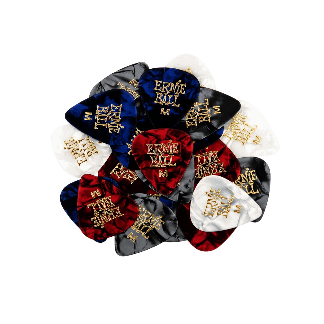 Ernie Ball Medium Assorted Color Pearloid Cellulose Picks bag of 144
