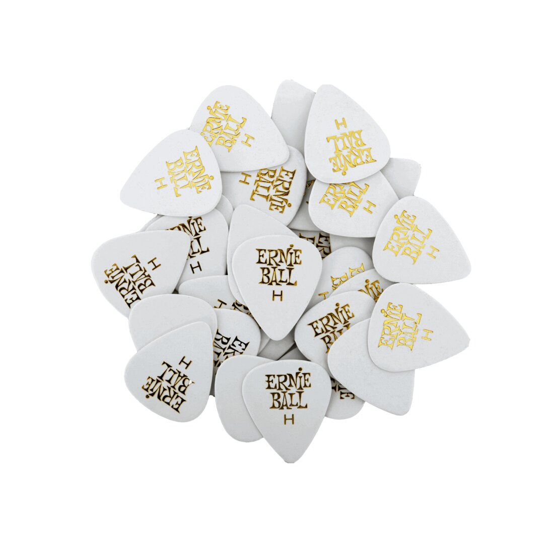 Ernie Ball Heavy White Cellulose Picks, bag of 144