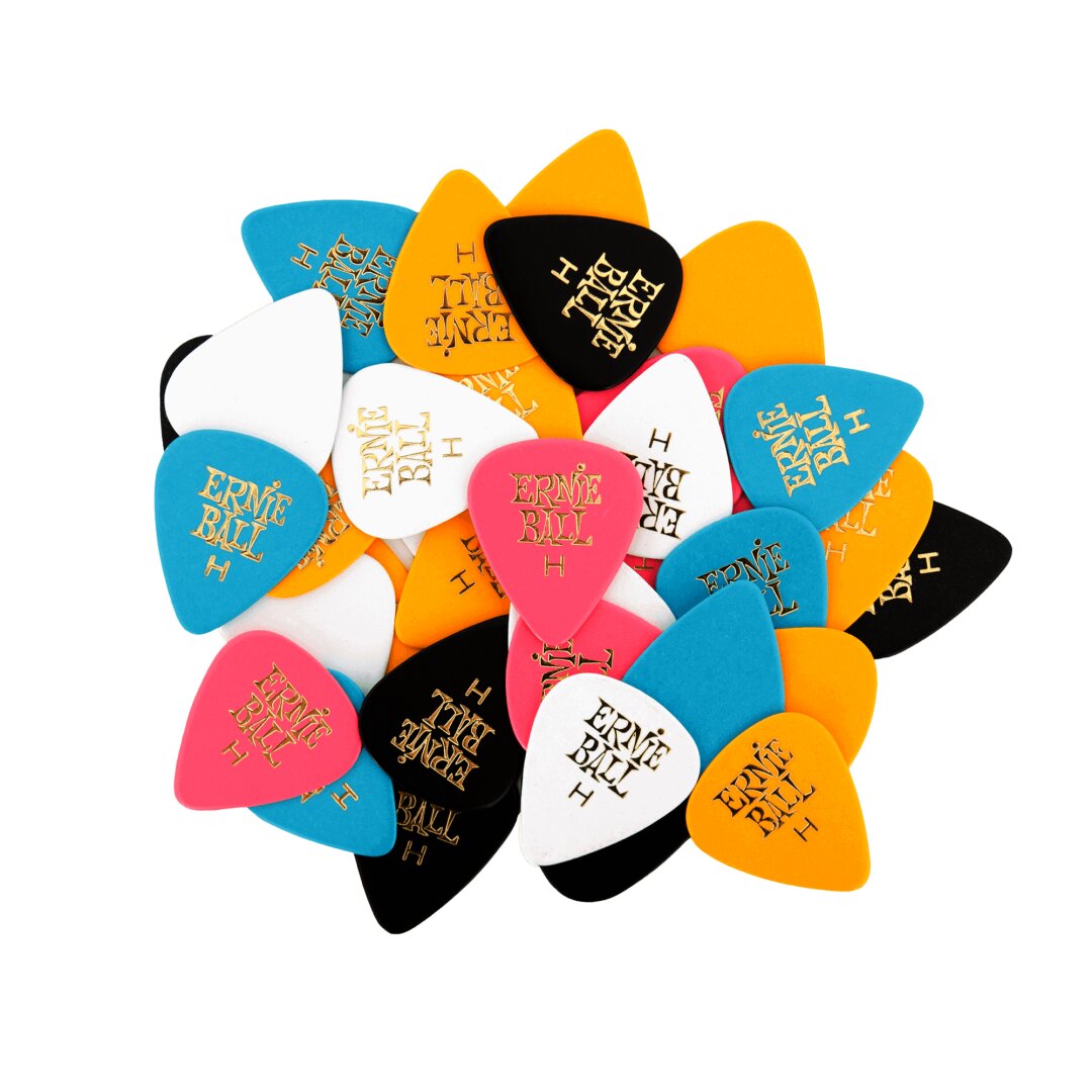 Ernie Ball Heavy Assorted Color Cellulose Picks, bag of 144